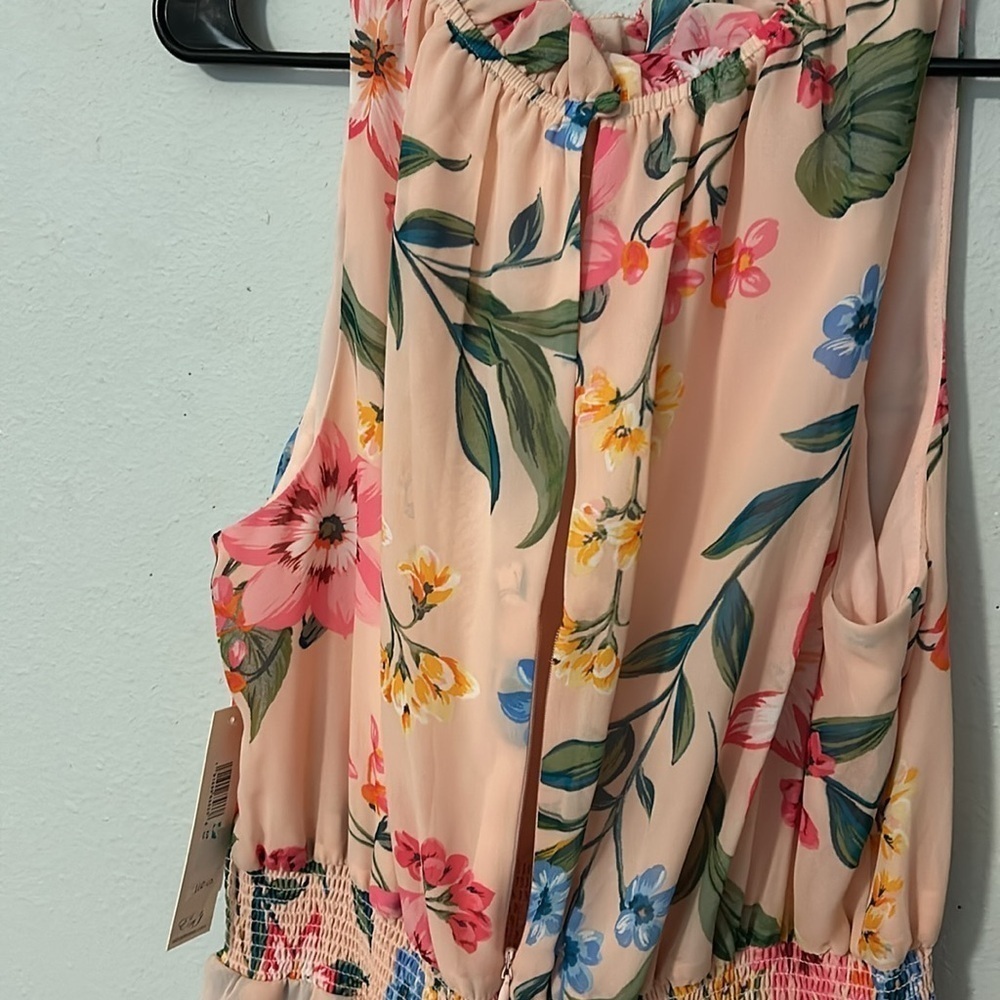 NWT Eliza J chiffon floral smock waist tiered midi dress, plus size women’s 16. - Picture 6 of 10